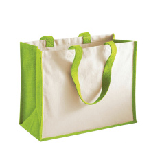Large Capacity Durable Customized Logo Foldable Eco Jute Joint Canvas Linen Beach Tote Handbag Reusable Grocery Shopping Bags